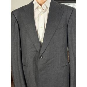 Tom Ford Charcoal Wool Cashmere Flannel Tweed Blazer Suit Jacket 56C 46S Men's